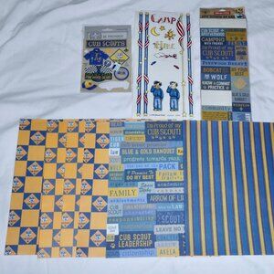 SUPER LOT OF CUB SCOUTS SCRAPBOOK STICKERS BORDERS & PAPER SCRAPBOOKING